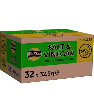Walkers Salt & Vinegar Crisps 32x32.5g (Wholesale Box) Salted 32.5 g (Pack of 32) - Buy Online on GoSupps.com