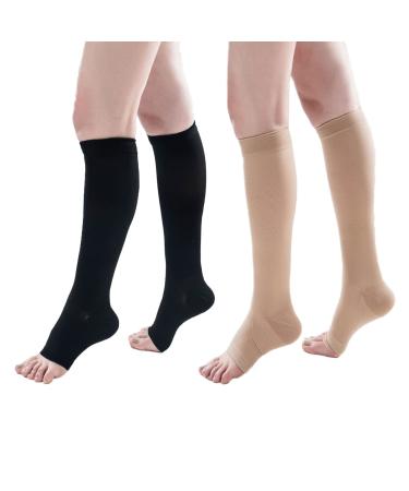 Open Toe Compression Socks Compression Stockings Toeless Support Hose 20 -30 mmHg Small