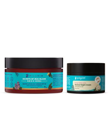 Pilgrim Korean White Lotus Day Cream SPF 50 & Retinol Anti-Aging Night Cream | Day & Night Skin Care Combo