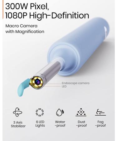 BEBIRD R1 Ear Wax Removal Tool with 1080P Ear Camera and LED Light | Ear Cleaner Kit with 2 Silicone Ear Scoops | Blue - Buy Online on GoSupps.com