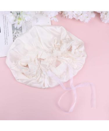 LEORX Satin Sleep Cap with Lace Detail - Soft Silk Night Bonnet for Women (White) - Buy Online on GoSupps.com