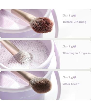 Buy 3 in 1 Silicone Makeup Brush Cleaner Mat - Efficient Cleaning Drying & Storage for Brushes Sponges & Powder Puffs (Purple) - International Shipping Available - Buy Online on GoSupps.com