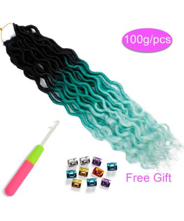 Ouyafei 20 Wavy Faux Locs Braids Crochet Hair 5-Pack - Ombre Green Goddess Locs Synthetic Extensions | 1B/Green/Light Green - 500g Lot - Buy Online on GoSupps.com