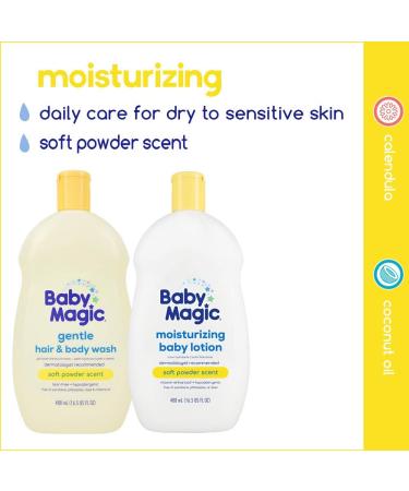 Baby Magic Gentle Hair & Body Wash 16.5oz with Calendula & Coconut Oil, Yellow Soft Powder Scent - 6 Pack - Buy Online on GoSupps.com