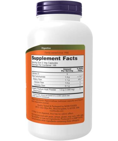 Now Foods Psyllium Husk 500mg - 1000 Capsules (2 Pack) - Buy Online on GoSupps.com