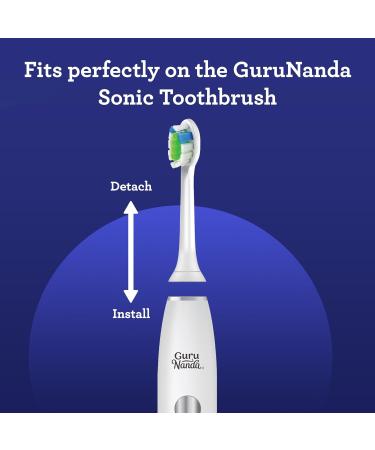 GuruNanda Replacement Sonic Brush Heads (Pack of 6) - Compatible with Sonic Toothbrushes - Soft Bristles for Plaque Control & Teeth Whitening - IPRX Waterproof (White) - International Shipping Available - Buy Online on GoSupps.com