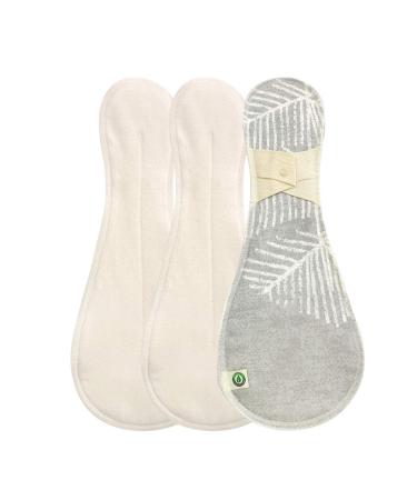 think ECO FDA Registered Printed Tape Type Pad 3p Organic Reusable Cotton Pads Menstrual Pads Sanitary Napkins Many Pattern 3 Pads. (Color Size) (Leaf Pattern Night Pad) Big Size