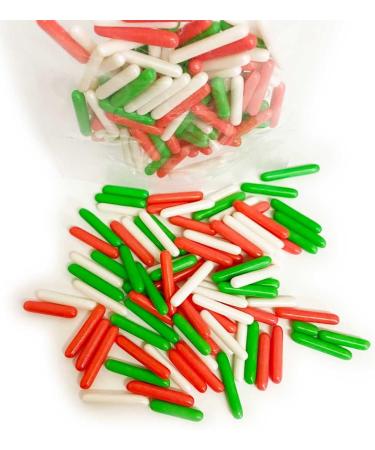A Pinch Of...- Christmas Macaroni Rods -25g. Red White and Green perfect Christmas sprinkles for your festive cakes and bakes. A real showstopper. Just enough for a single bake. - Buy Online on GoSupps.com