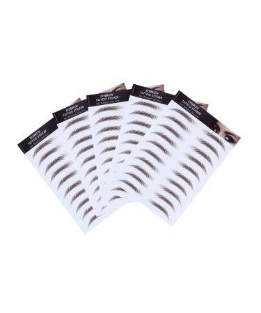 Gogogmee 5pcs Eyebrow Stickers Brow Grooming Shaping Sticker Artificial Eyebrow 6d Transfer Stickers Hair 21x15cm Brown