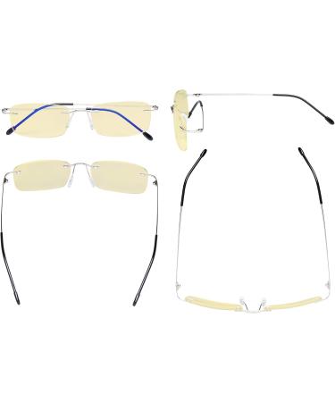 Eyekeper Blue Light Blocking Computer Reading Glasses - Flexible Borderless Design for Men & Women - Yellow Tinted 54mm Lens - BB60 Silver 3.5x - Buy Online on GoSupps.com