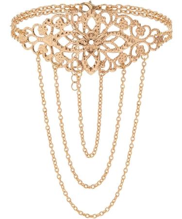 Xerling Boho Hollow Flower Arm Bracelet - Tassel Armband Jewelry for Women | Gold | Halloween Costume Accessory - Buy Online on GoSupps.com
