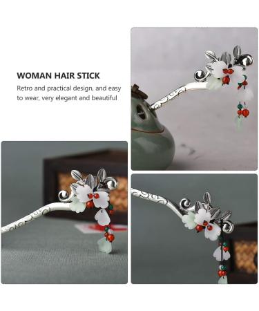 STOBOK 1pc Leaf Flower Metal Hair Stick Vintage Hair Forks Vintage Hair Accessories Vintage Hair Chopstick Chignon Pin Japanese Hair Accessories Hair Cape China Agate Women's Alloy - Buy Online on GoSupps.com