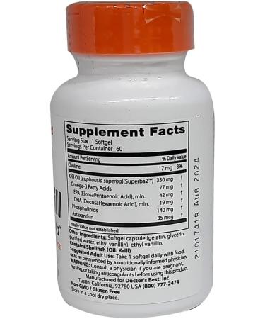 Doctor's Best Real Krill 350mg 60 kaps. - Buy Online on GoSupps.com