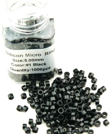 KOCONI 1000Pcs 5.0mm Silicone Micro Rings for Hair Extensions - #1 Black - Buy Online on GoSupps.com