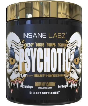 Insane Labz Psychotic Gold Pre Workout Powder - 35 Servings - Gummy Candy