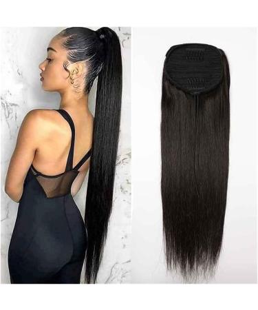 Hair Chignon 8-24 Inch Ponytail Human Hair Extensions Straight Hair with Drawstring Hair Slices Women Black Ponytail Hair Bun Messy Bun Hair Piece (Color : Straight Size : 24 inch) - Buy Online on GoSupps.com