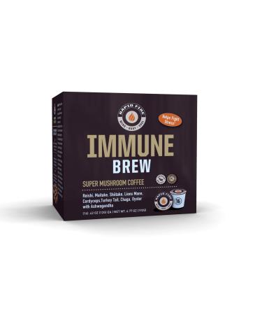 Rapidfire Immune Premium Brew Coffee, Super Mushroom Coffee, Supports Immune System, Promotes Rest And Relaxation, Rich In Antioxidants, 8 Mushroom Blend And Ashwagandha, 16 K-Cup Servings