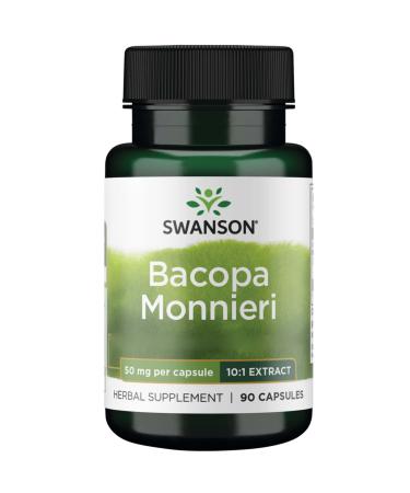 Swanson Bacopa Monnieri Extract 10:1 Extract 50mg High Dose 90 Capsules Laboratory Tested Soy Free Gluten Free Non-GMO