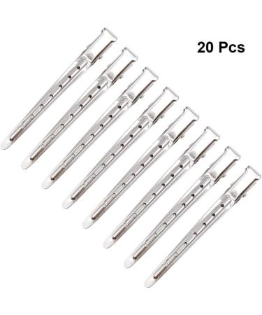 Minkissy 20pcs Styling Hair Clips Sectioning Clips Stainless Steel Salon Duckbill Clips Metal Alligator Hair Clips for Salon Barber Hairdressing Tool(Silver) - Buy Online on GoSupps.com