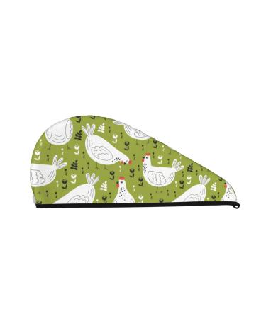 Microfiber Hair Drying Cap Lovely Chickens Hair Towel Cap Soft Absorbent Hair Towel Towel Wrap with Button Quick Dry Fast Drying Hair Capsfor Curly Long & Thick Hair