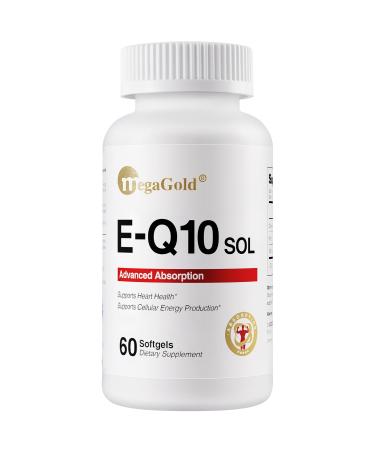 MegaGold E-Q10 Sol Advanced Absorption Fish Oil - Fish Oil with Coq10, 100mg EPA, Antioxidant for Cardiovascular Health & Energy*, Coenzyme Q 10 Supplement for Men and Women - 60 Count Softgels