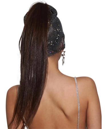 Ladies Sparkly Rhinestones Mesh Headband Girls Glitter Crystal Elastic Headpiece Women Bling Nightclub Hairbands Party Halloween Costume Head Accessories (Black One size) Black One Size - Buy Online on GoSupps.com