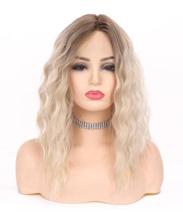 VEDAR Platinum Blonde Short Curly Ombre Wig - 12 Inch Synthetic Hair for Women #031-12 - Buy Online on GoSupps.com