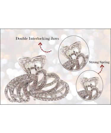 Crystal Rhinestone Hair Claw - Antique Silver Plated Hair Clip for Women | Anti-Slip Large Claw for Thin & Thick Hair - Stylish Hair Accessories - Buy Online on GoSupps.com
