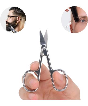 2pcs Stainless Steel Facial Hair Trimming Kit with Storage Box - Grooming Scissors for Nose, Beard, Mustaches, Eyebrow, Eyelashes, Ear Hair - Men and Women - Buy Online on GoSupps.com