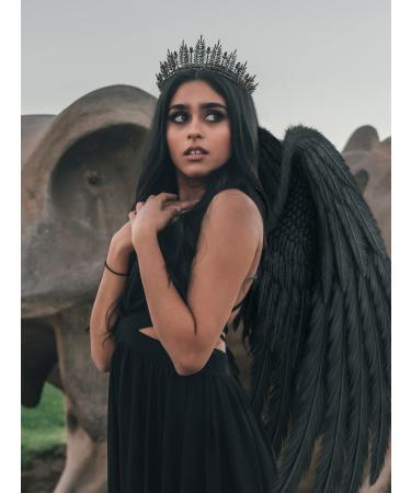SWEETV Gothic Black Tiara for Women - Costume Headpiece for Wedding, Birthday, Halloween Cosplay - Buy Online on GoSupps.com