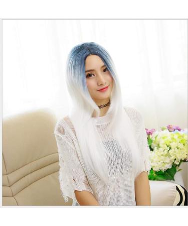 BGHJUE WIG Halloween Gradient Long Straight Hair Front Synthetic Hair Wigs Blonde Color Natural Wave Side Part Short Frontal Wig for Women