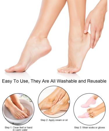 Buy 2 Pairs Silicone Moisturizing Glove Socks Set | Anti-Slip Gel Socks for Softening Dry Cracked Skin | Women’s Spa Pedicure Foot Care (White - Buy Online on GoSupps.com