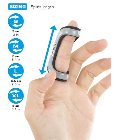Neo G Finger Splint Easy-Fit - Support for Trigger, Mallet, Baseball Finger - Small Grey 5cm/2in - Buy Online on GoSupps.com