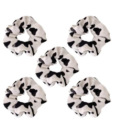 Elastic hair hair tie cow pattern hair tendril arc elastic cords ponytail hair ring ties for girls (white black)