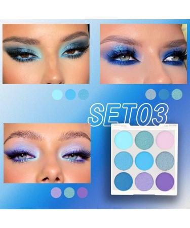 Palette Ombre Paupi res 9 Couleurs Brillant Mat Vert Tr s Pigment e Poudre de Maquillage Accordable (Blue) - Buy Online on GoSupps.com