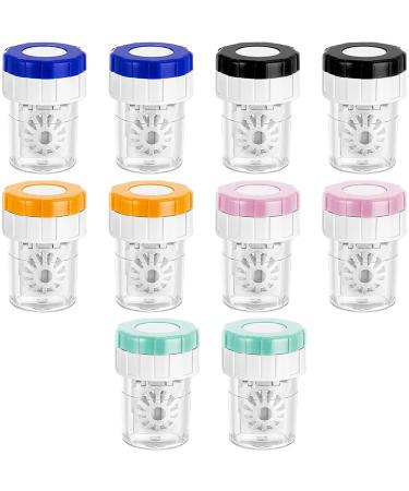 Latrate 10 pieces manual contact lens cleaner with tweezers and suction cups for daily use contact lens tank portable rotations