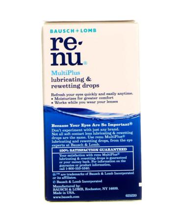 Bausch & Lomb ReNu MultiPlus Lubricating & Rewetting Drops 0.27 oz (Pack of 5) - Hydration & Comfort for Contact Lenses - Buy Online on GoSupps.com