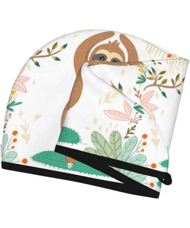 Buy Cute Sloth Yoga Pose Microfiber Hair Towel | Super Absorbent Coral Velvet Wrap for Women - Perfect for Long Curly & Thick Hair - Buy Online on GoSupps.com