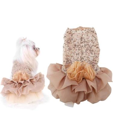 Sequin Silky Tutu Dog Dress Princess Costume - L Gold - Buy Online on GoSupps.com