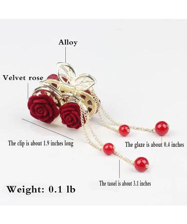 2Pcs Pearl Tassel Hair Clips for High Ponytail - Flower Rhinestone Gold Fashion Hair Accessories - Buy Online on GoSupps.com