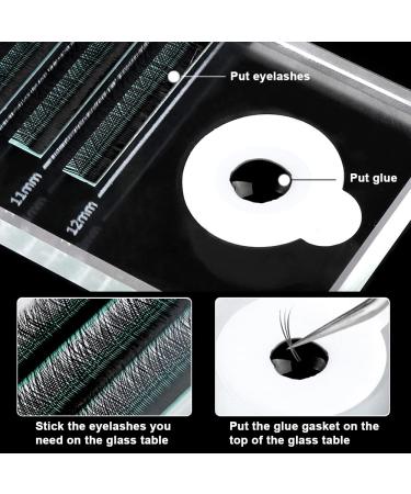 2-in-1 Eyelash Extension Crystal Palette & Glass False Eyelash Stand Tray - Streak Tile Holder for Lashes Glue & Nail Art - Set of 3 Pieces - Buy Online on GoSupps.com