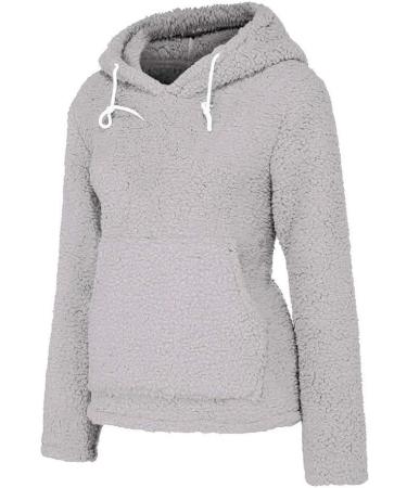 Bigfanshu Women's Sweaters Casual Fleece Long Sleeve Pullover Blouse Shirts Sweatshirt Gray - Buy Online on GoSupps.com
