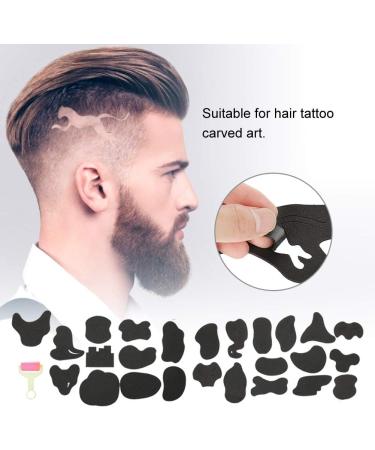 Salmue 25-Piece Tattoo Patterns Template Set for Hair Trimmers - Barber Tools for DIY Styling - Men and Women - Buy Online on GoSupps.com