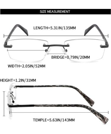 JJWELL 3 Pack Blue Light Blocking Reading Glasses for Men - Anti-Eyestrain & UV 400 Protection - Lightweight Rimless Metal Frames - Spring Hinge Eyeglasses (1.50 Strength) - Black Gunmetal Brown - Buy Online on GoSupps.com