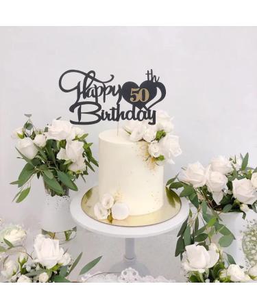 50 Cake Topper for 50th Birthday 50 Birthday Decoration Happy Birthday Toppers for Cakes Personalised Cake Toppers Birthday Black and Gold Cake Topper Birthday Cake Decorations for Birthday Party - Buy Online on GoSupps.com