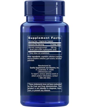 Buy Life Extension Garcinia HCA - 90 Vegetarian Capsules for Weight Management - Buy Online on GoSupps.com