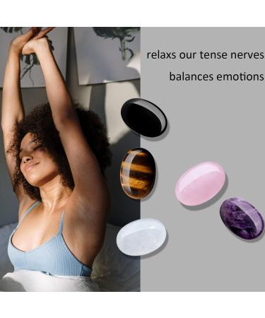 XIANNVXI Amethyst Oval Healing Crystals | Natural Polished Reiki Pocket Stones - Buy Online on GoSupps.com