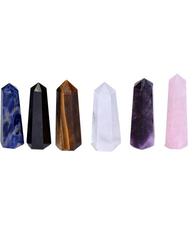 Crystals and Gemstones Healing Rose Clear Quartz Amethyst Black Lapis & Tiger Crystal Meditation Spiritual Gifts for Chakra Money Luck Wands 2.25 -2.50" 6 Faceted Pencil 6 Pc Set Tiger 6 Pcs Set - Buy Online on GoSupps.com