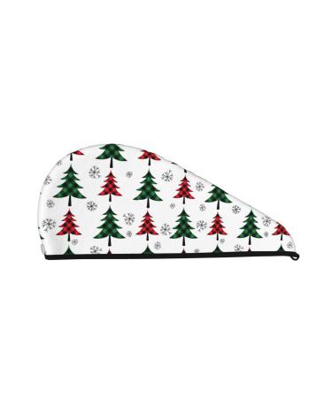 Buffalo Plaid Christmas Trees Microfiber Hair Towel Soft Super Absorbent Hair Towel Wrap for Women Coral Velvet Quick Dry Hair Cap for Long Curly and Thick Hair