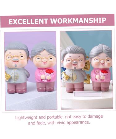 Elderly Couple Cake Figurines - Pink Vinyl Cake Decoration | 8.4x4.8CM - Perfect for Baking & Crafting - Buy Online on GoSupps.com